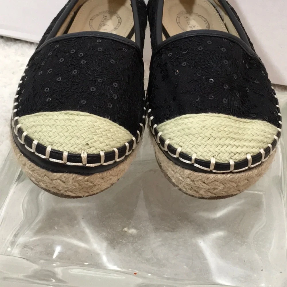 Italina black sequin espadrilles